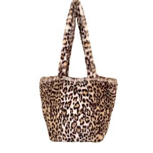 Brandy Melville Leopard Faux Fur Tote  Y2K Shoulder Bag Large